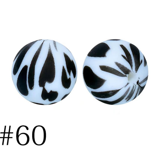 Cow Printed Silicone Beads Number 60
