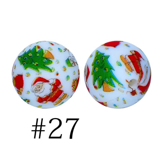 Christmas Printed Silicone Beads Number 27
