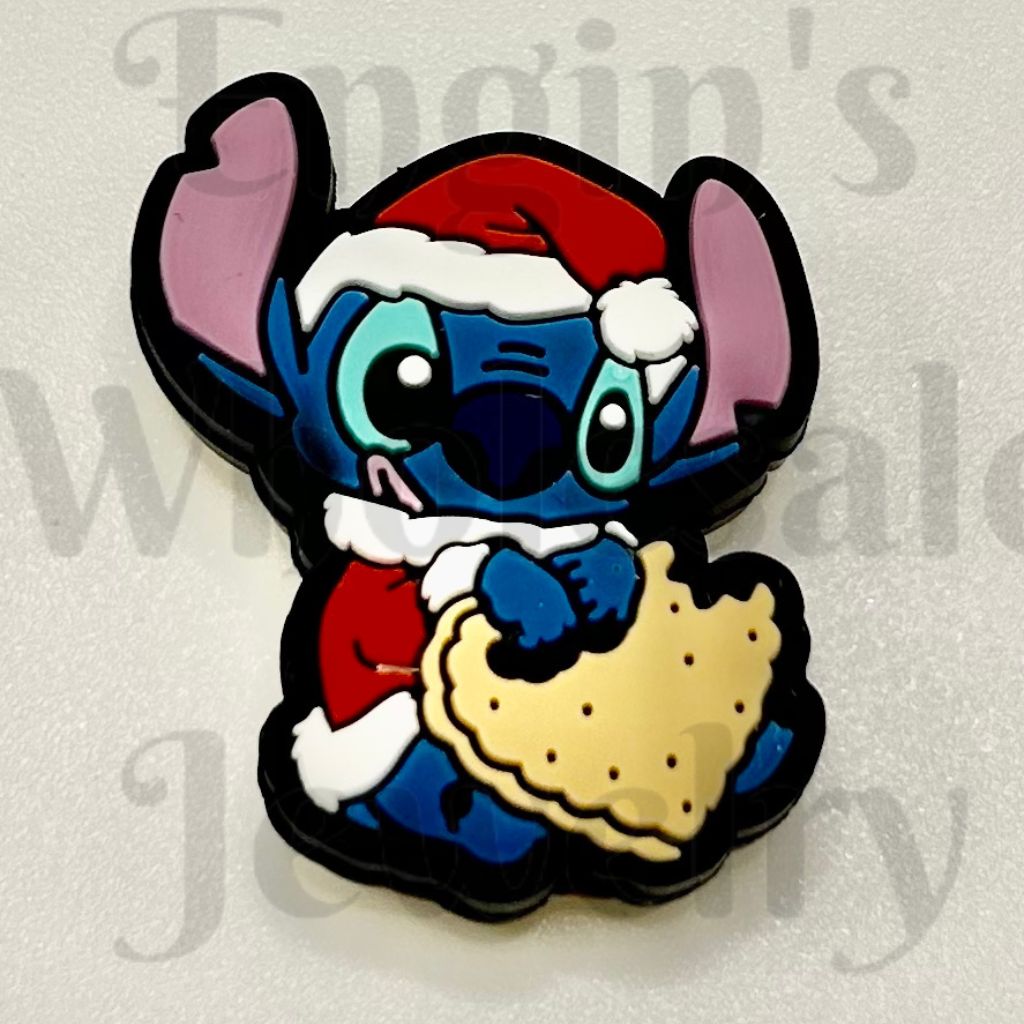 Character wearing a Santa hat holding a taco on a white background

