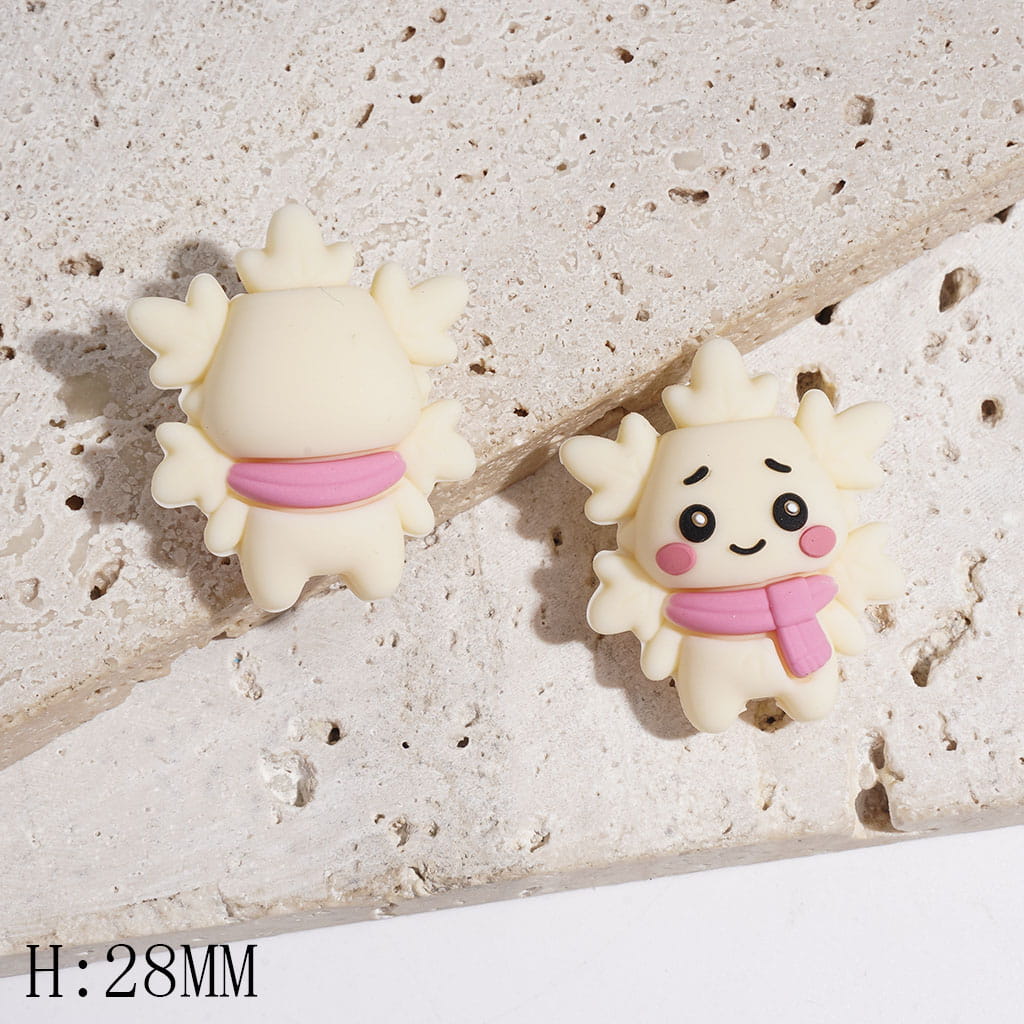 3D Shy Axolotl with Pink Scarf Silicone Focal Beads, Height 28MM