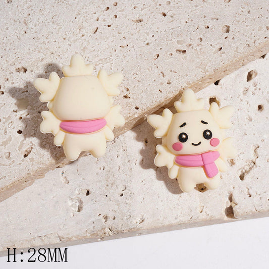 3D Shy Axolotl with Pink Scarf Silicone Focal Beads, Height 28MM