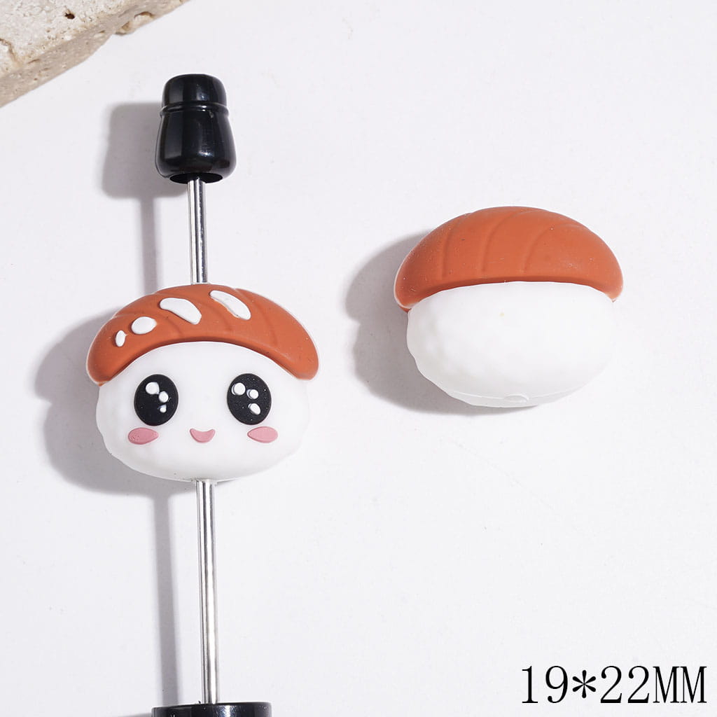 3D Cute Salmon Sushi Silicone Focal Beads, 19*22MM
