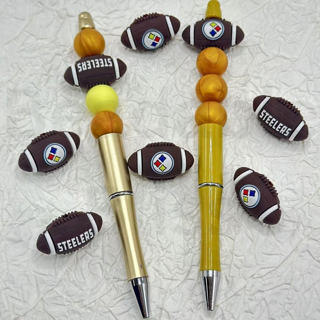 3D silicone bead featuring USA Pittsburgh football team design, perfect for sports-themed DIY crafts and jewelry projects