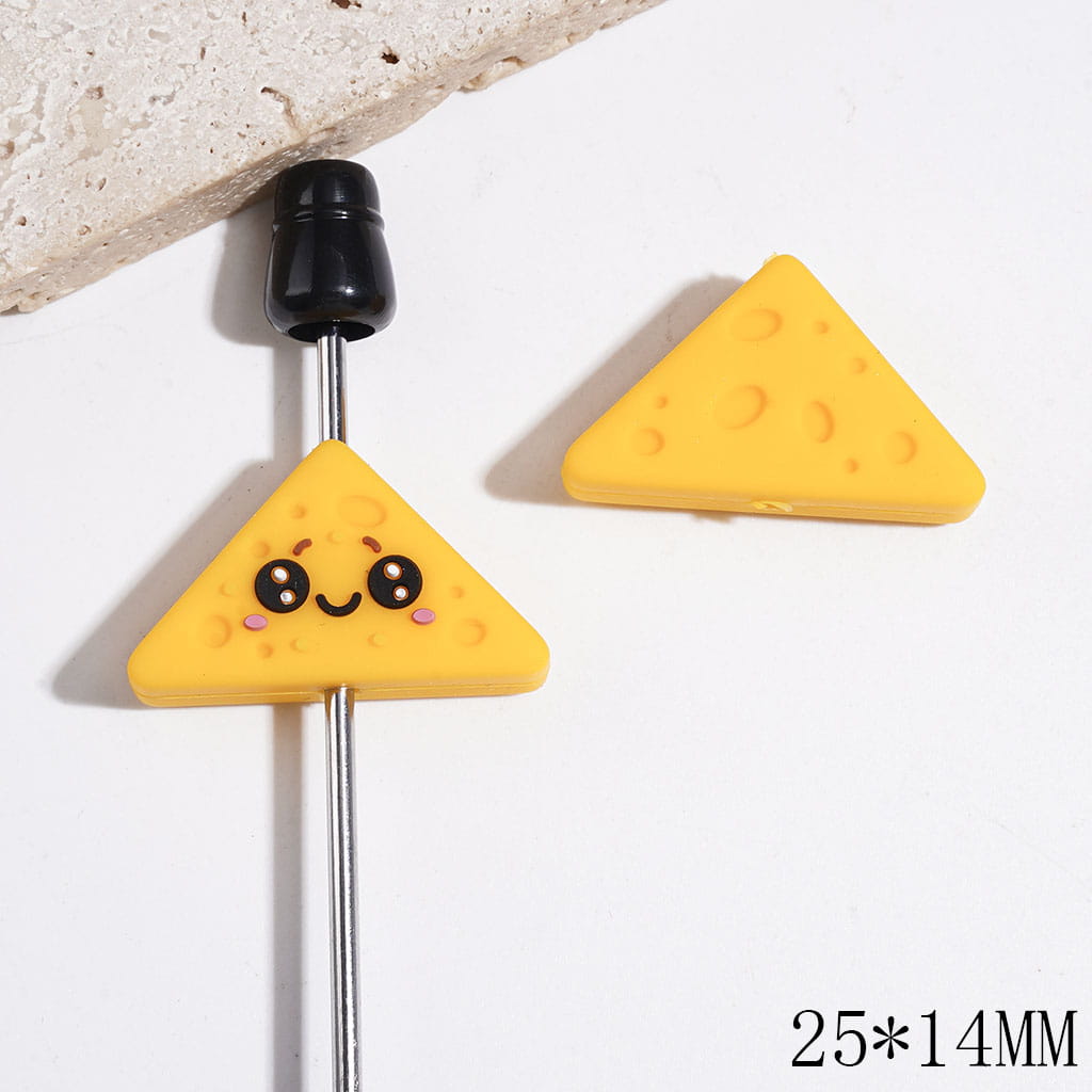3D Yummy Dessert Food Cheese Silicone Focal Beads, 25*14MM