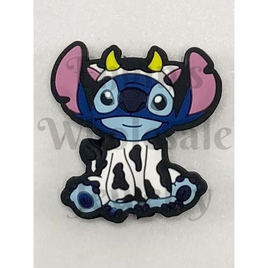 Cartoon character with cow pattern on a white background

