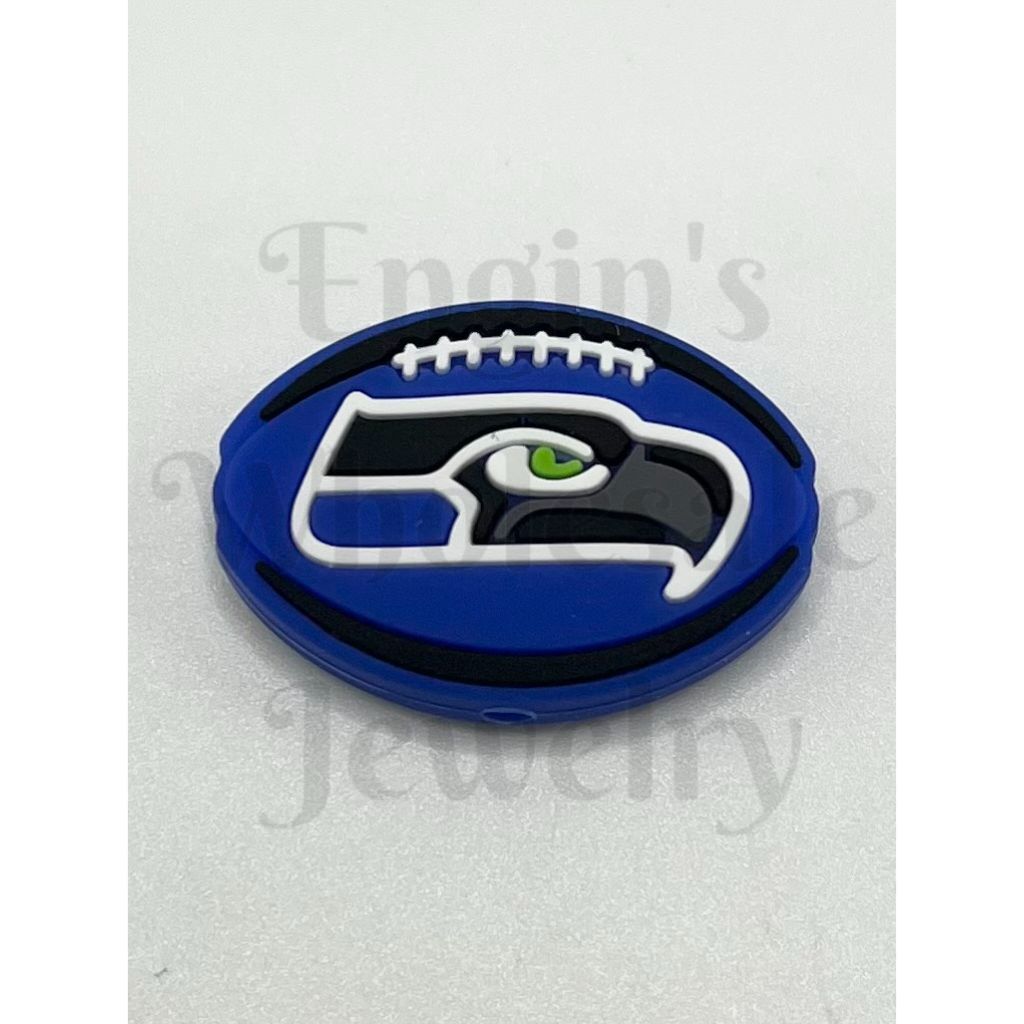 Seahawks logo on a blue background

