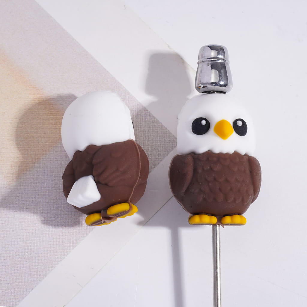Silicone Focal Beads 3D Cute Big Eye Bald Eagle