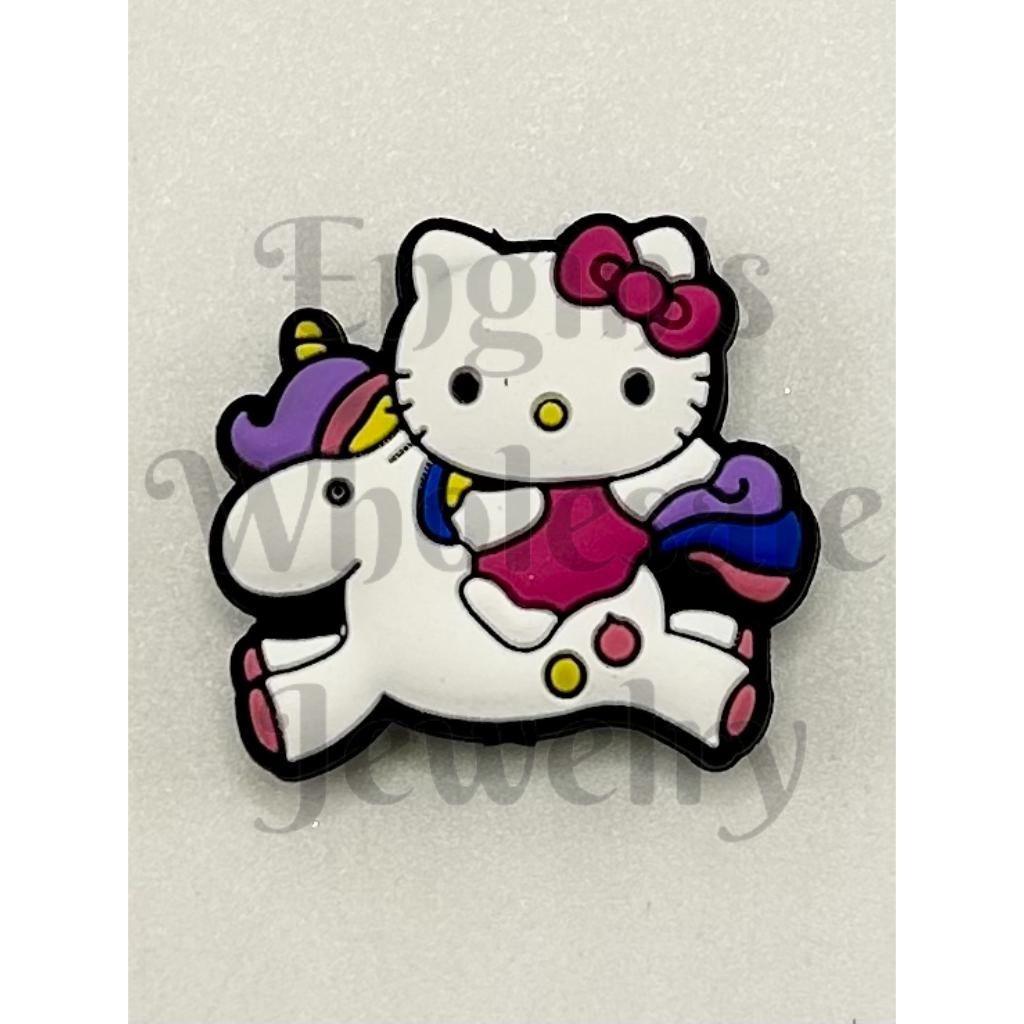 Hello Cute Cat Character with Unicorn Silicone Focal Beads