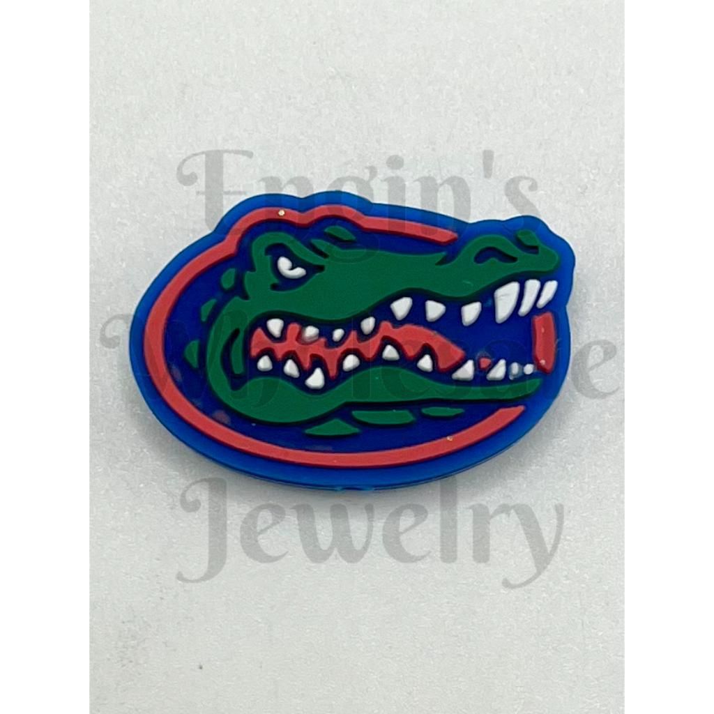 Alligator logo with blue border on a white background

