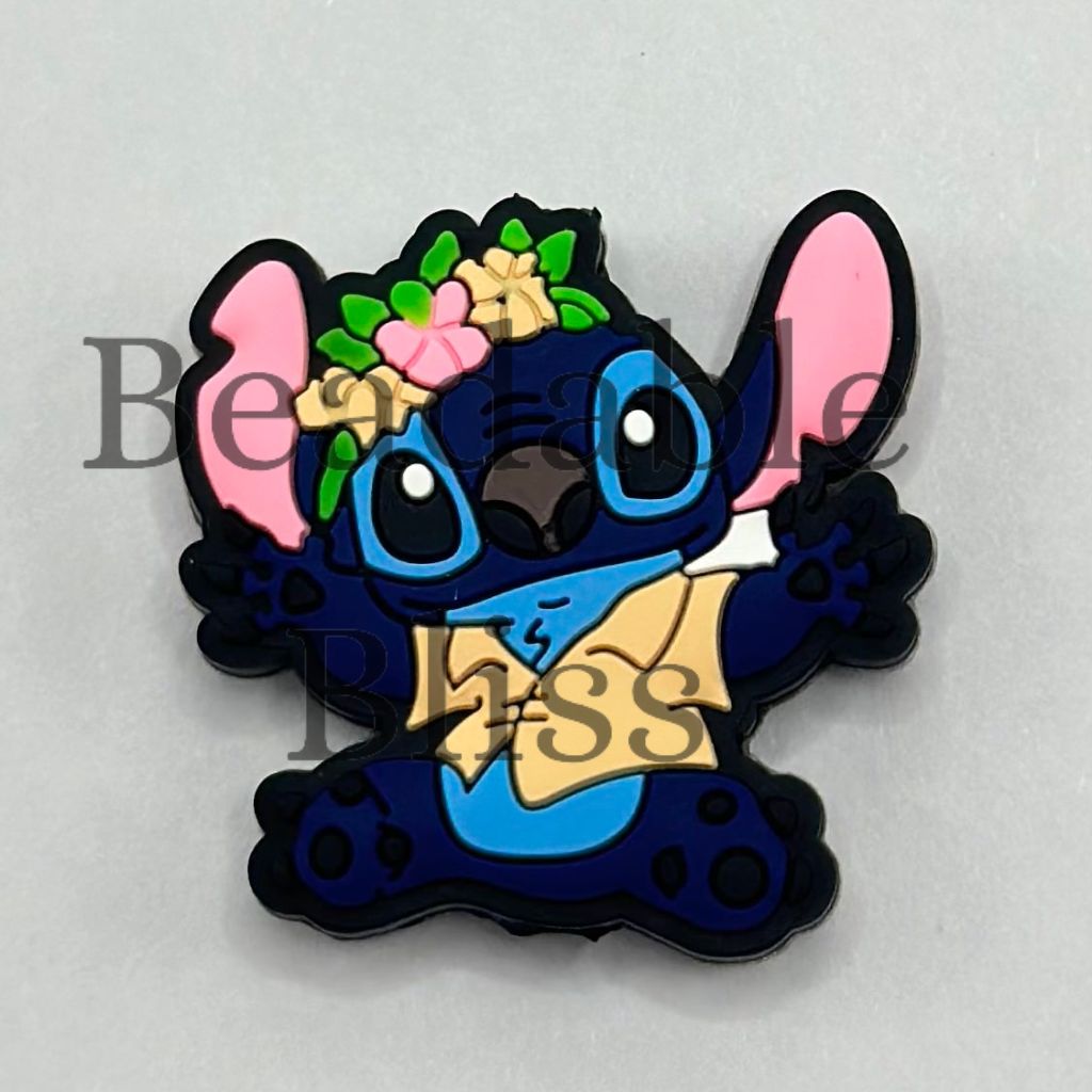 Animated character with a flower crown on a gray background

