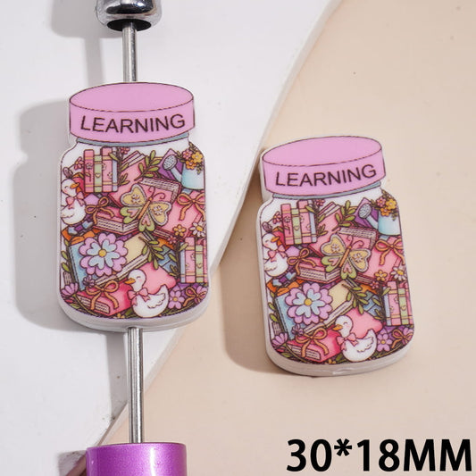 Silicone Focal Beads Jar Bottle with Books and Butterfly Inside