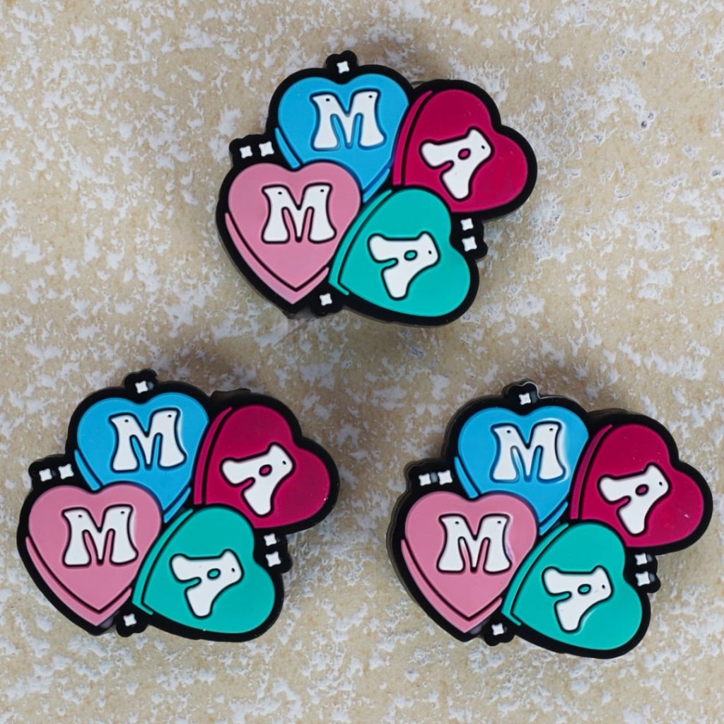 Colorful Hearts Mama Mother's Day Silicone Focal Beads