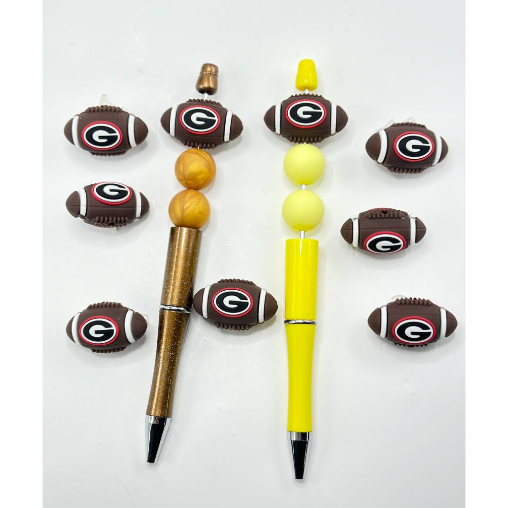 3D USA Georgia Team Football Silicone Focal Beads