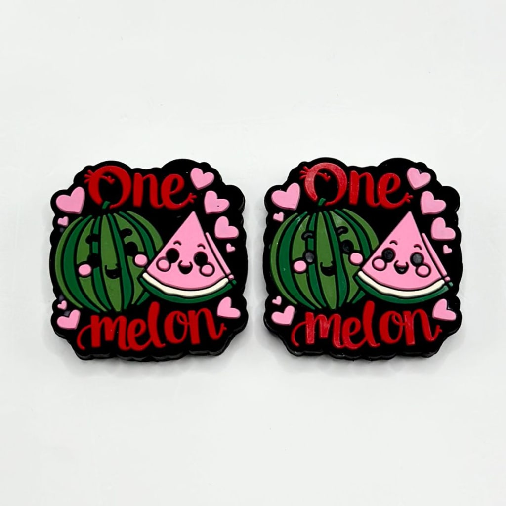Silicone focal bead shaped like a watermelon with a pink heart, Valentine's Day theme, perfect for DIY crafts and jewelry projects