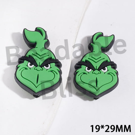 Green Character Profile Silicone Focal Beads, 19*29MM