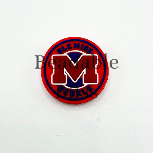 Round red and blue logo with 'M' and text on a white background

