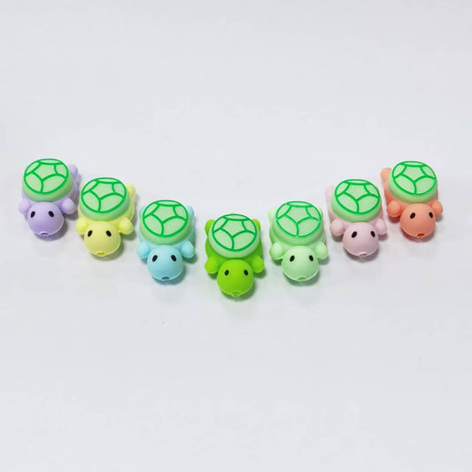 3D Little Cute Green Turtle Tortoise Silicone Focal Beads