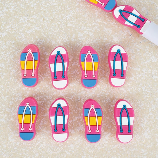 Mini Cute Slippers Flip Flops Silicone Focal Beads, Random Mix