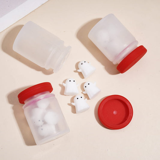 Silicone Shaker Beads with Halloween White Ghost Embedded Inside Bottle, Height 30MM