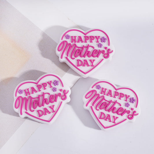 Three heart-shaped 'Happy Mother's Day' stickers on a white background