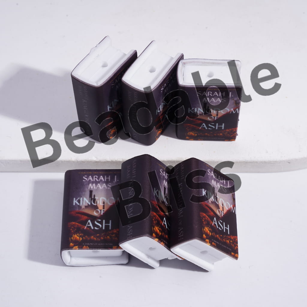 Silicone Focal Beads 3D Mini Book with Castle in Flower Pattern Teenage Fantasy Series
