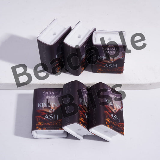 Silicone Focal Beads 3D Mini Book with Castle in Flower Pattern Teenage Fantasy Series