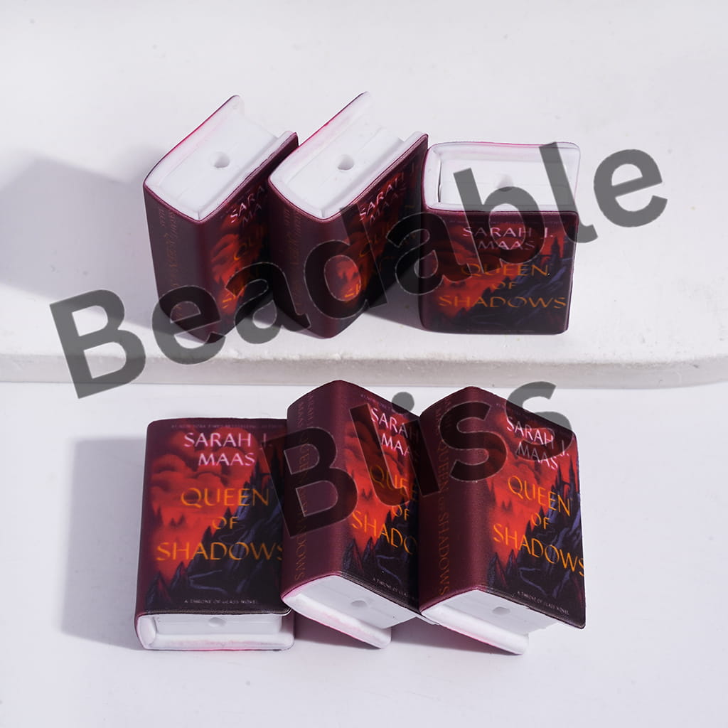 Silicone Focal Beads 3D Mini Book with Castle on Mountain Top Pattern Teenage Fantasy Series