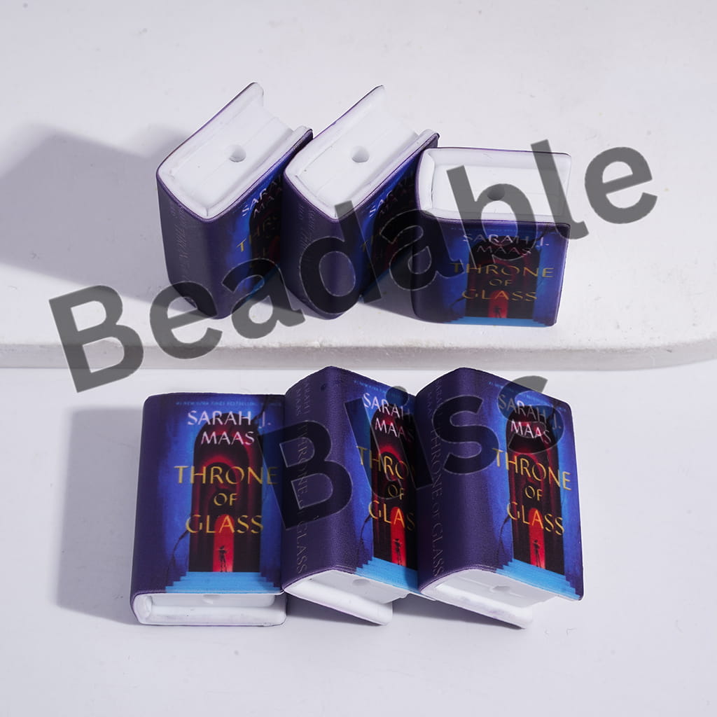 Silicone Focal Beads 3D Mini Book with Warrior in Front of Archway Pattern Teenage Fantasy Series