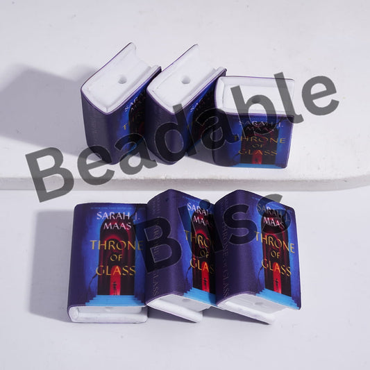 Silicone Focal Beads 3D Mini Book with Warrior in Front of Archway Pattern Teenage Fantasy Series