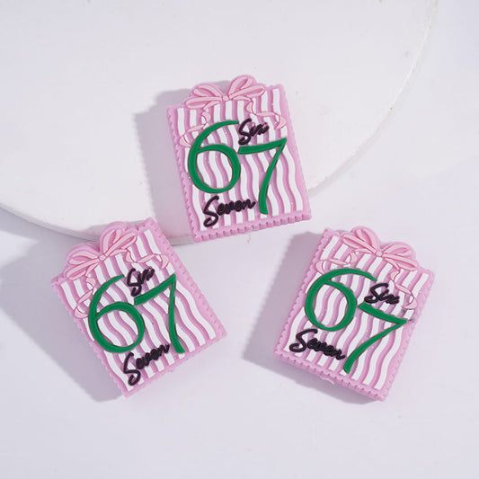 Silicone Focal Beads Gift Present Box with Number "67" and Text "SIX SEVEN"