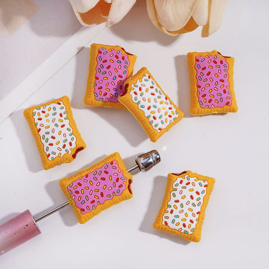 Silicone Focal Beads 3D American-Style Breakfast Snacks Fruit Tart Cookies