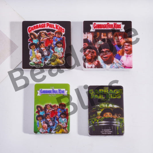 Silicone Focal Beads with Malformation Garbage Kids, Flat Square and Rectangle Shape