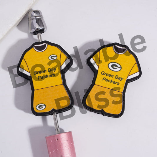 Silicone Focal Beads Green Bay Football Set Jersey