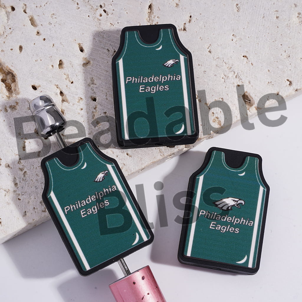 Silicone Focal Beads Bird Team Philly Football Jersey
