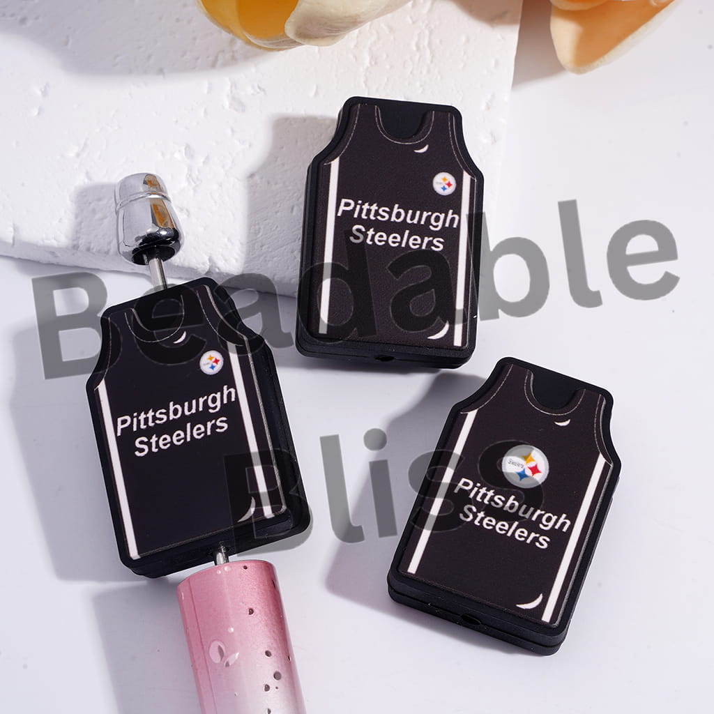 Silicone Focal Beads Pittsburgh Football Jersey