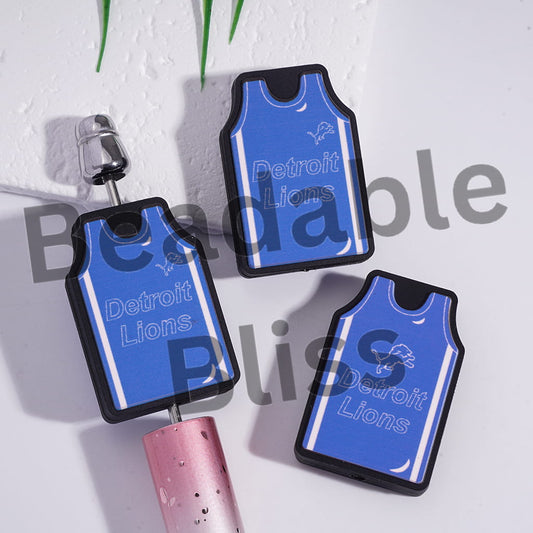 Silicone Focal Beads Detroit Football Jersey