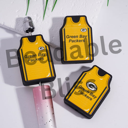 Silicone Focal Beads Green Bay Football Jersey