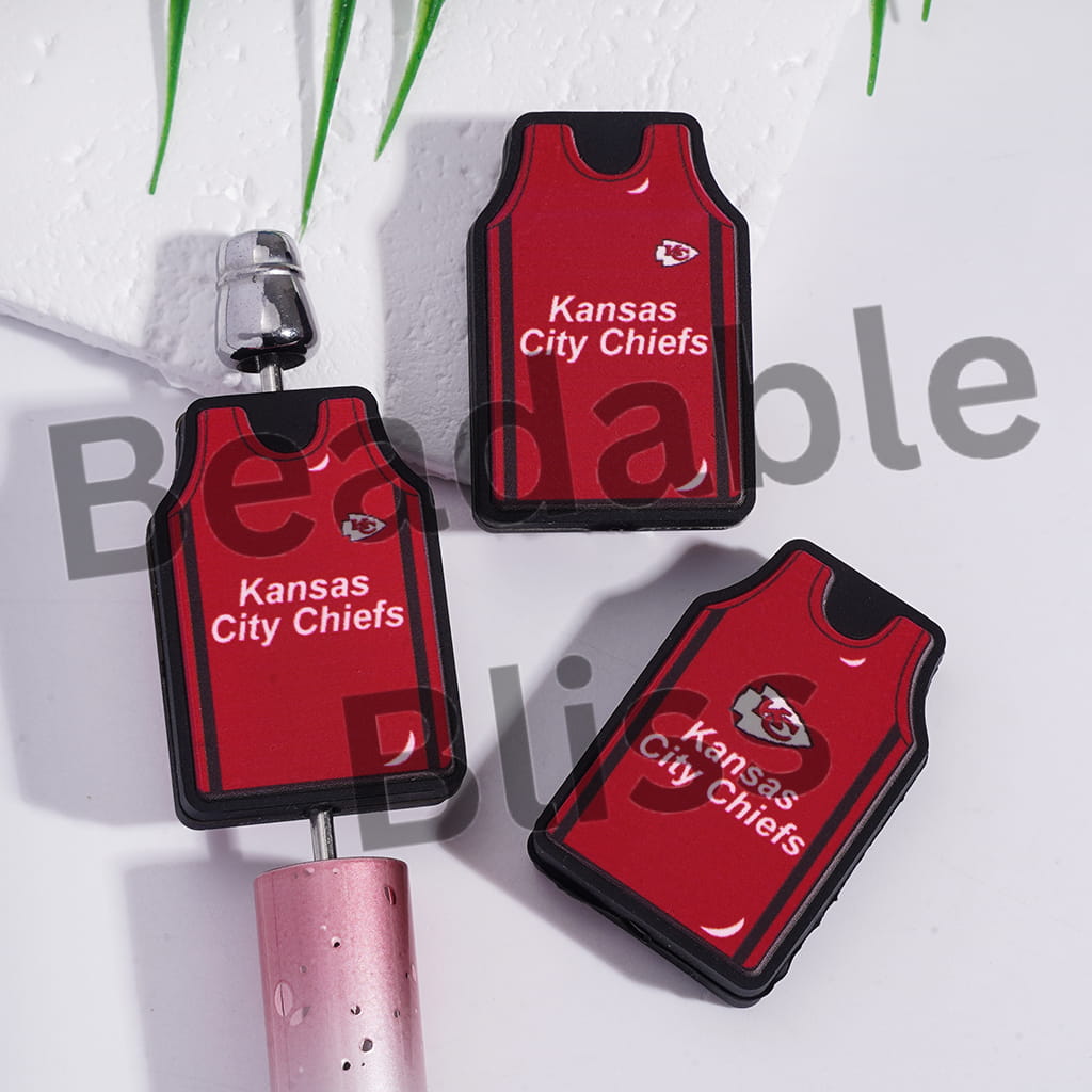 Silicone Focal Beads KC Football Jersey