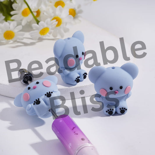 Silicone Focal Beads 3D Korean Boy Group Blue Koala Image