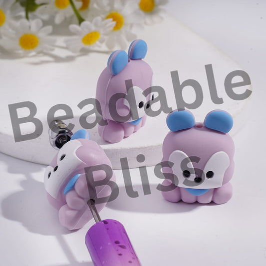 Silicone Focal Beads 3D Korean Boy Group Purple Pony Image