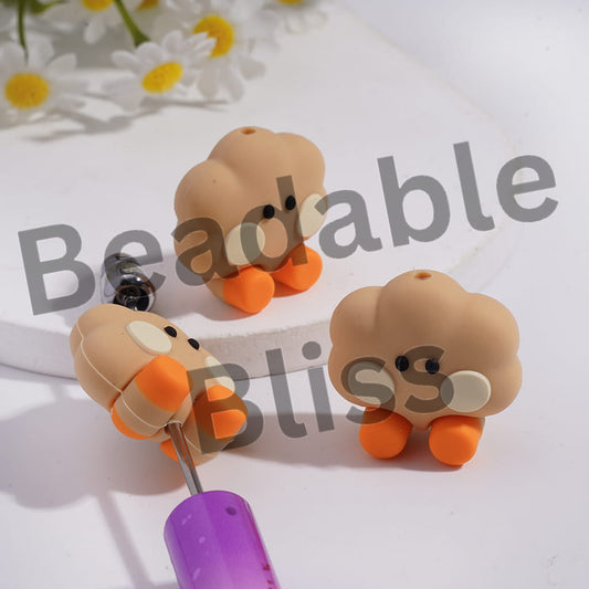 Silicone Focal Beads 3D Korean Boy Group Light Brown Cookies Image