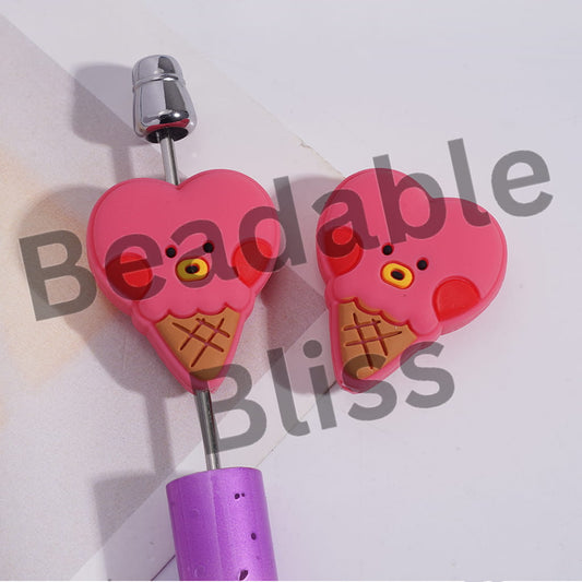 Silicone Focal Beads Ice-Cream Shaped Korea Boy Group Red Heart Image