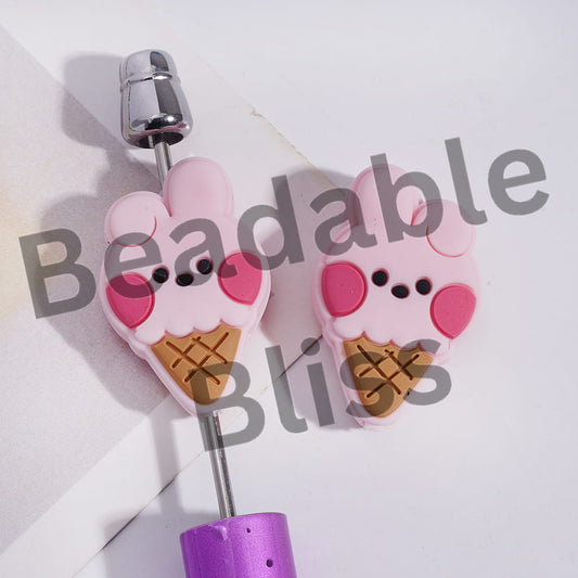 Silicone Focal Beads Ice-Cream Shaped Korea Boy Group Pink Bunny Image