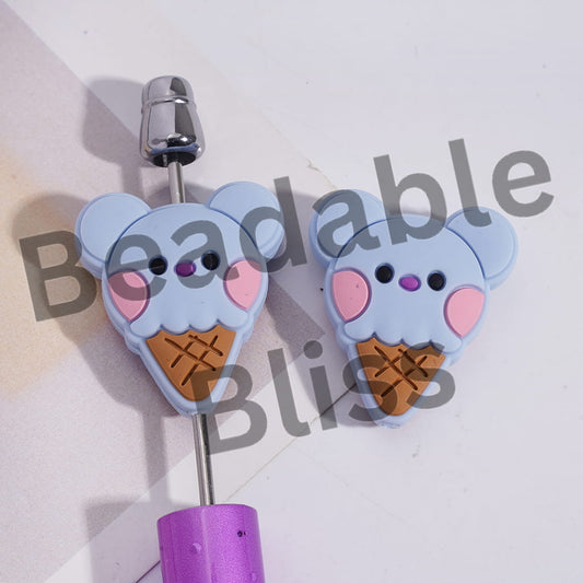 Silicone Focal Beads Ice-Cream Shaped Korea Boy Group Blue Koala Image