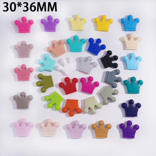 Silicone Beads Crown in Solid Color, 30*36MM, Random Mix