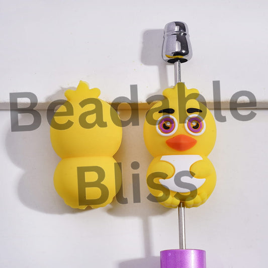 Silicone Focal Beads 3D Hostile Yellow Chick in Horror Adventure Game Series