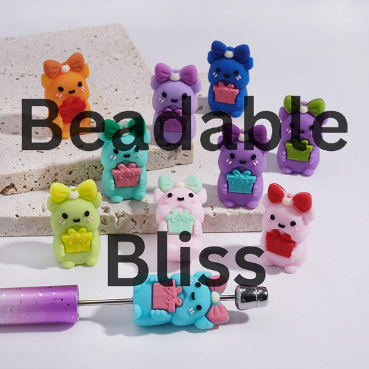 Silicone Focal Beads 3D Item Holding Gift Box, Multi-Color, Random Mix