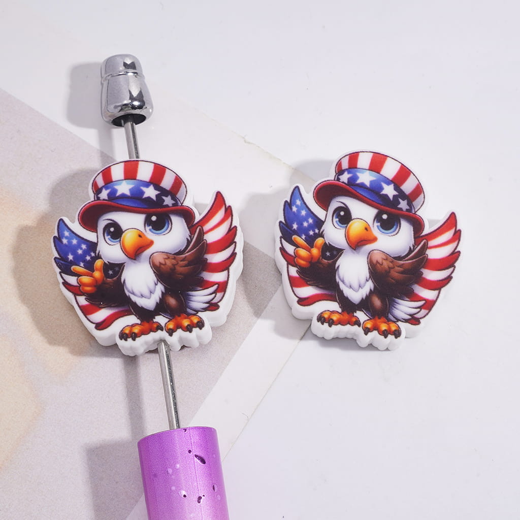 Silicone Focal Beads American Bald Eagle with Top Hat