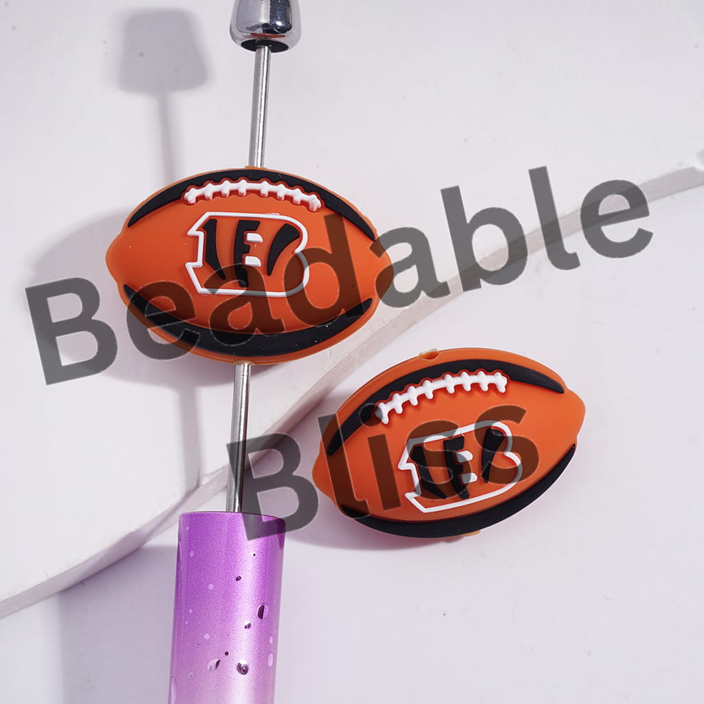 Silicone Focal Beads 3D Sports American Football Cincinnati Prints