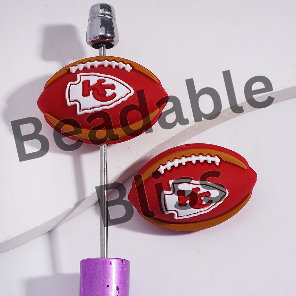 Silicone Focal Beads 3D Sports American Football KC Prints